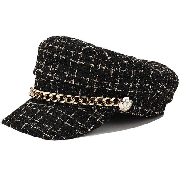 Black and Gold Tweed newboy cap hat - Picture 1 of 8